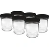 Eenvoudige pot 350ml met zwart deksel fi82 - 6st. ['set van potten', ' potten voor fermenteren', ' potten voor jam', ' potten met deksels', ' potten fi 82', ' potten met 6 clips deksels', ' potten met zwarte deksels', ' voor conserven', ' voor wecken', ' voor vlees', ' pottenverzameling']
