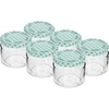 Lage pot 330ml - met gekleurde deksel fi 82/6, 6 stuks ['lage pot', ' glazen pot', ' pot 330ml', ' twist-off deksel', ' pot voor jam', ' opslagcontainer', ' zelfgemaakte conserven', ' pot voor haring', ' pot voor salade', ' pot voor dessert']