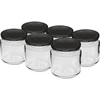 Pot 212ml fi66/4 met zwart deksel 6 stuks ['set van potten', ' potten voor jam', ' potten met deksels', ' potten fi 66', ' potten met deksels 4 klemmen', ' potten met zwarte deksels', ' voor conserven', ' voor wecken', ' kruidencontainer', ' pot voor puree', ' pot voor honing', ' voor gemarineerde paddenstoelen']