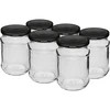 Pot 250 ml fi 66/4 zwarte deksel - 6 stuks ['set van potten', ' potten voor fermenteren', ' potten voor jam', ' potten met deksels', ' potten fi 66', ' potten met deksels 4 klemmen', ' potten met zwarte deksels', ' voor conserven', ' voor wecken', ' kruidencontainer']