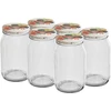 Pot TO 900 ml met gekleurd deksel fi82/6 - 6 stuks ['pot voor conserven', ' pot 900 ml', ' pot met deksel', ' pot met gekleurd deksel', ' keukenpot', ' glazen pot', ' pot voor snuisterijen', ' pot voor compote', ' pot voor paddenstoelen', ' pot voor jam', ' schroefpotten']