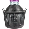 Wijnballon 15 L met brede hals in plastic mand - 7 