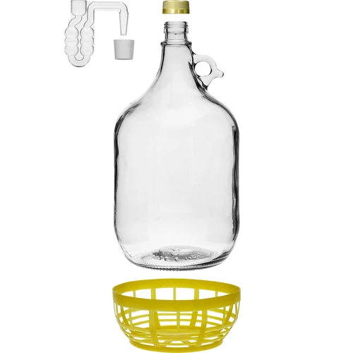 4 x Dame 5L met kurk, fermentatiebuis, dop en mand - 4