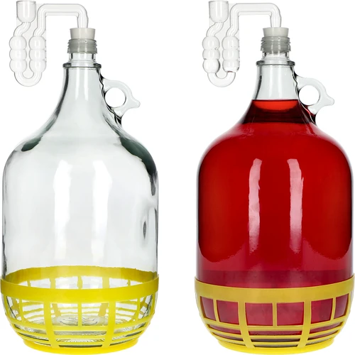 4 x Dame 5L met kurk, fermentatiebuis, dop en mand - 6