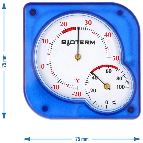 Bimetaal binnen thermometer met hygrometer (-20 tot +50°C), blauw - 4