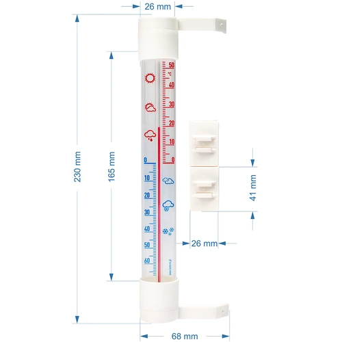 Buitenthermometer met transparante schaal (-70°C tot +50°C) 23cm mix - 2