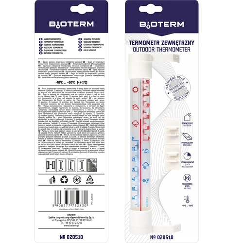 Buitenthermometer met transparante schaal (-70°C tot +50°C) 23cm mix - 8