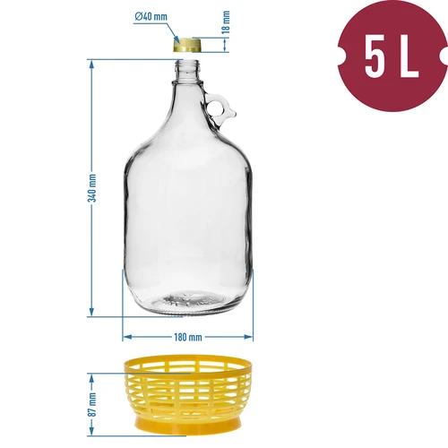 Dame 5L met kurk, horizontale buis en dop - 9