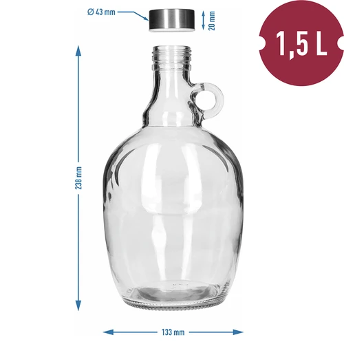 Dame Jeug 1,5 L, met metalen schroefdop fi 43 mm en handvat - 5