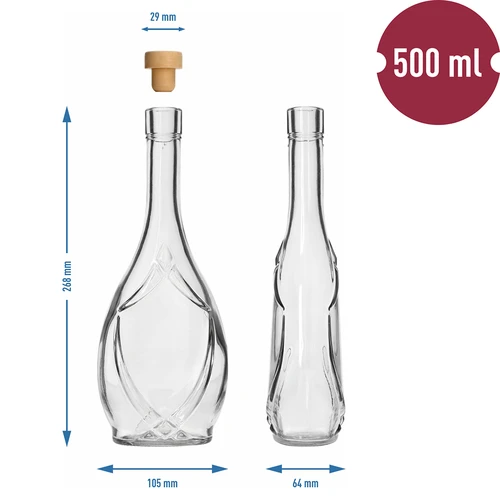 Decoratieve fles ICONA 500 ml, met paddenstoelkurk, 1 stuk - 5