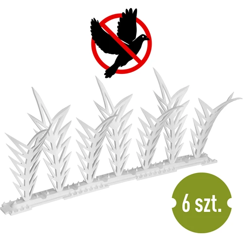 Decoratieve vogelafschrikkende strips met spikes, wit - van kunststof, 6 stuks