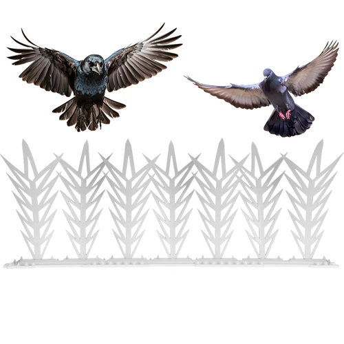Decoratieve vogelafschrikkende strips met spikes, wit - van kunststof, 6 stuks - 4