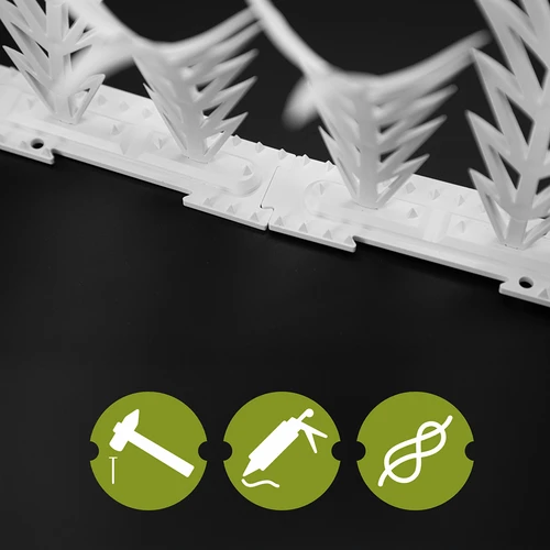 Decoratieve vogelafschrikkende strips met spikes, wit - van kunststof, 6 stuks - 6