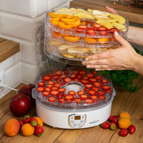 Droger voor paddenstoelen, fruit, groenten en kruiden met temperatuurregeling, 240W, transparant - 15