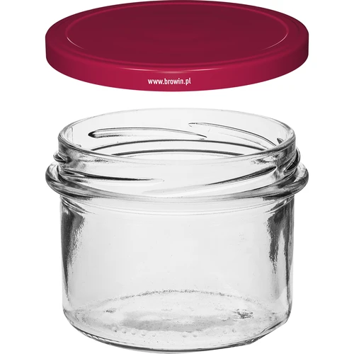 Eenvoudige pot 235 ml (fi82) met bordeauxrood deksel 6 stuks - 3