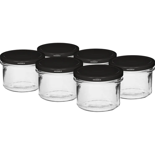 Eenvoudige pot 235 ml (fi82) met zwart deksel 6 stuks