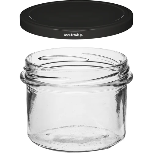 Eenvoudige pot 235 ml (fi82) met zwart deksel 6 stuks - 3