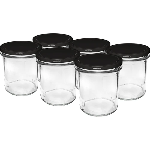 Eenvoudige pot 350ml met zwart deksel fi82 - 6st.