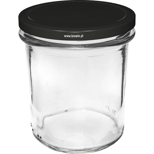 Eenvoudige pot 350ml met zwart deksel fi82 - 6st. - 2