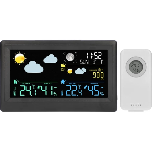 Elektronisch weerstation – draadloos, met sensor, zwart - 2