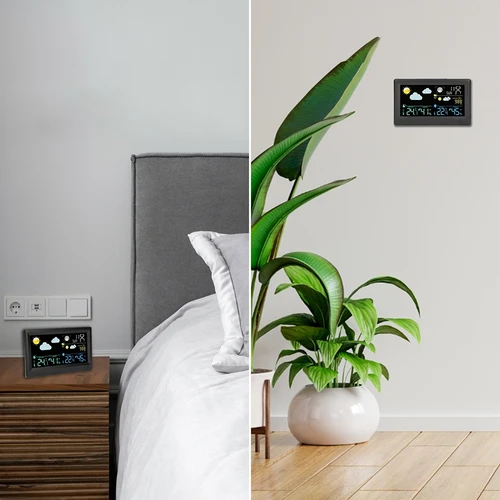 Elektronisch weerstation – draadloos, met sensor, zwart - 11
