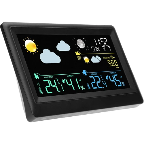 Elektronisch weerstation – draadloos, met sensor, zwart - 3