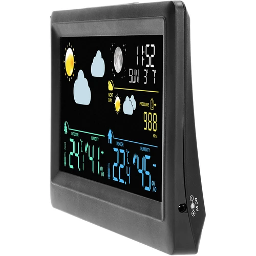 Elektronisch weerstation – draadloos, met sensor, zwart - 4