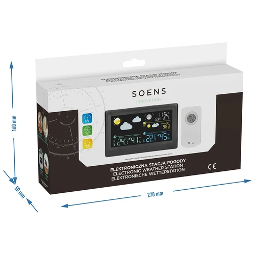 Elektronisch weerstation – draadloos, met sensor, zwart - 14