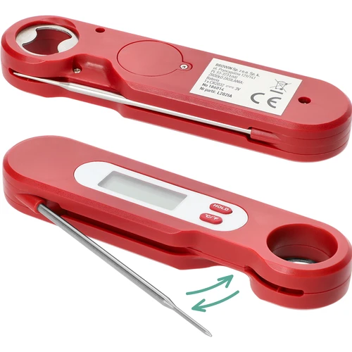 Elektronische culinaire thermometer met inklapbare sonde (-50/+300℃), rood - 4