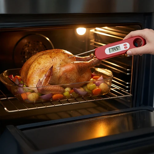 Elektronische culinaire thermometer met inklapbare sonde (-50/+300℃), rood - 8