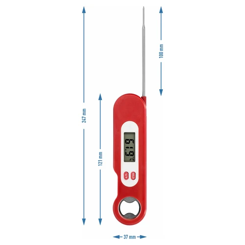Elektronische culinaire thermometer met inklapbare sonde (-50/+300℃), rood - 5