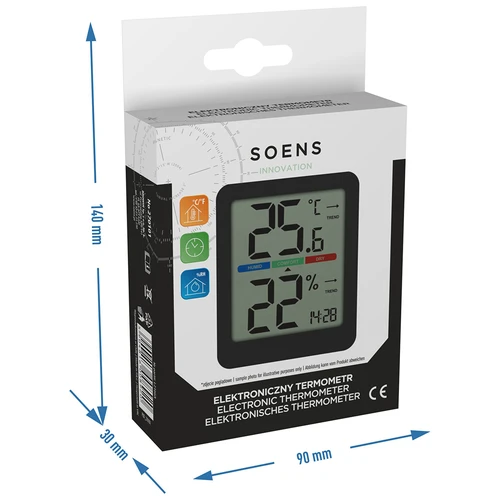 Elektronische kamertemperatuurmeter, zwart - 10