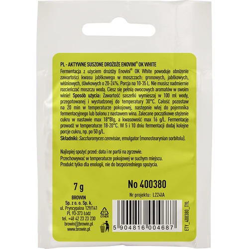 Enovini® OK WHITE - wijngist die de zuurgraad verlaagt 7 g - 2