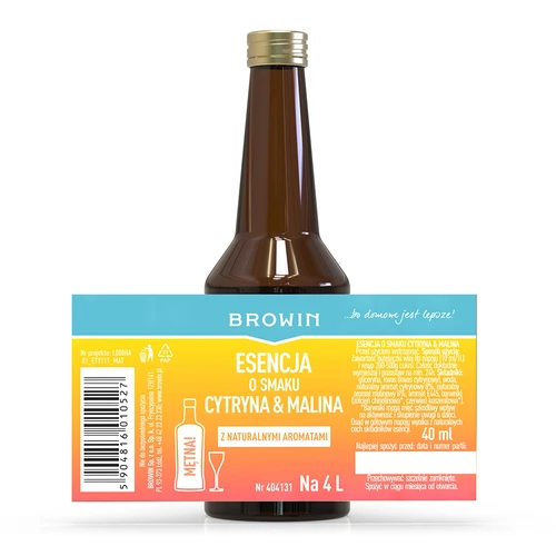Essentie met citroen-framboos smaak - 40 ml, voor 4L - 4