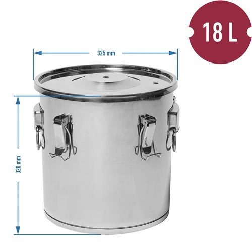 Fermentatie- en distillatiecontainer - roestvrij staal 18l, 5 klemmen - 13