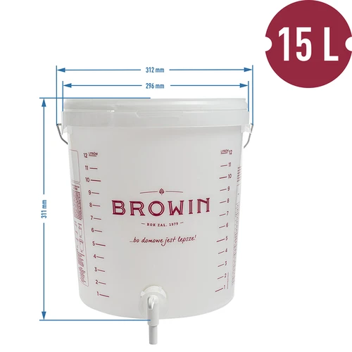 Fermentatiecontainer 15 L met deksel en kraan - 12