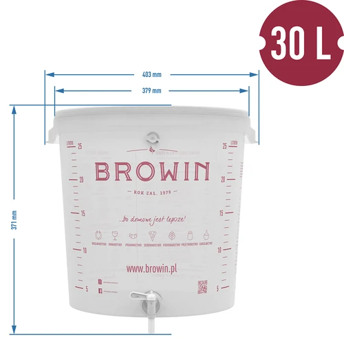 Fermentatiecontainer 30 L met deksel en kraan - 9