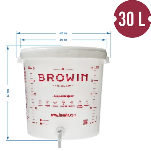 Fermentatiecontainer 30 L met deksel, kraan en buis UA - 14