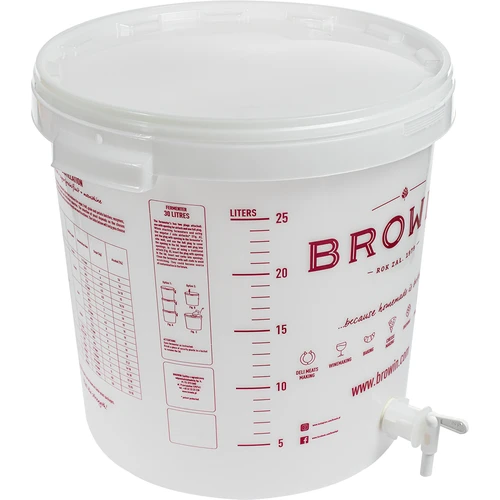 Fermentatiecontainer 30L, in witte kleur met opdruk, kraan en 2 buizen - j.EN - 3