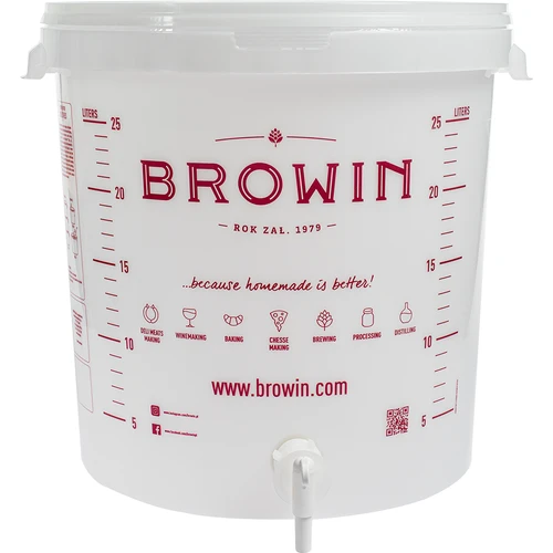 Fermentatiecontainer 30L, in witte kleur met opdruk, kraan en 2 buizen - j.EN - 7