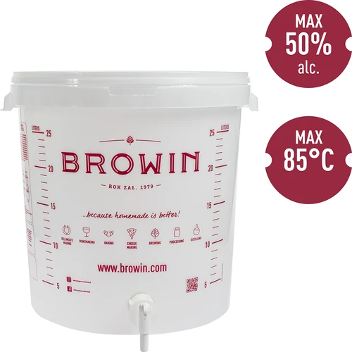 Fermentatiecontainer 30L, in witte kleur met opdruk, kraan en 2 buizen - j.EN - 10