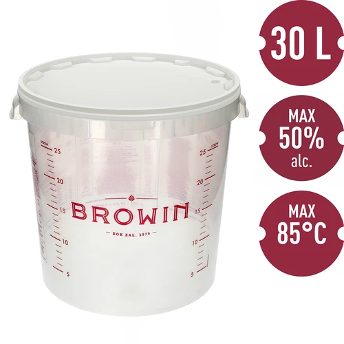 Fermentatiecontainer 30L met opdruk en 3 buizen - 10