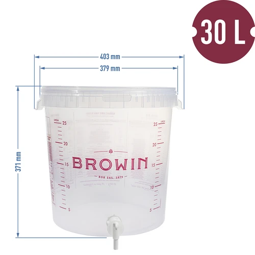 Fermentatiecontainer 30L met opdruk, kraan en 3 buizen - 5