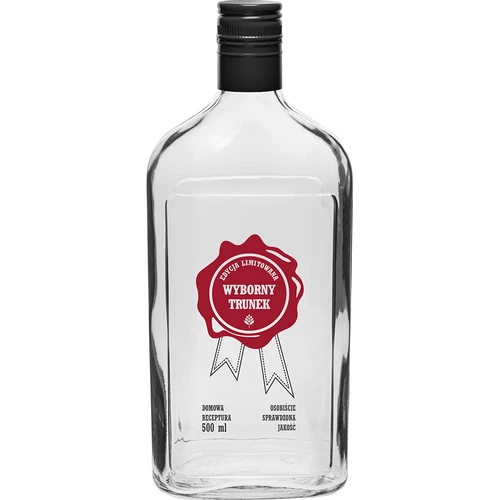 Fles 500 ml met schroefdop, opdruk 'Wyborny Trunek', 1 stuk.