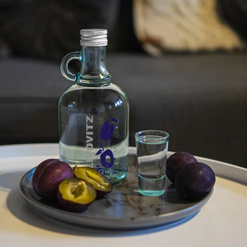Fles 0,5 L met schroefdop en 2-kleuren opdruk Slivovitz - 4 stuks - 8