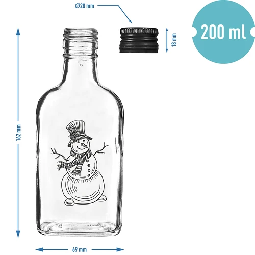 Heupfles 200 ml met schroefdop, opdruk ‘Sneeuwpop’, 1 stuk - 5
