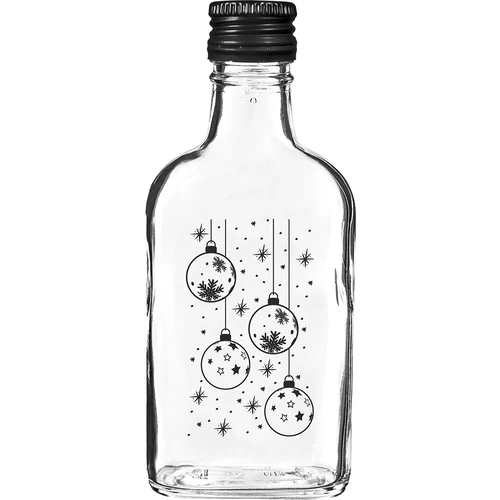 Heupfles 200 ml met schroefdop, opdruk 'Kerstballen', 1 stuk