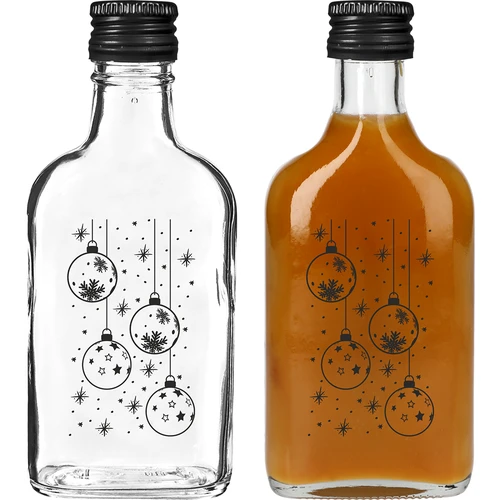 Heupfles 200 ml met schroefdop, opdruk 'Kerstballen', 1 stuk - 2
