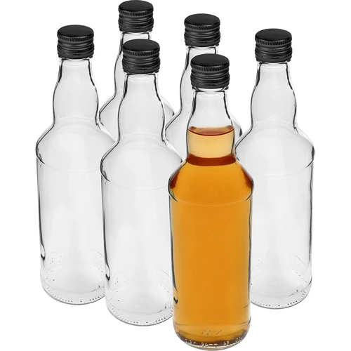 Fles 500 ml voor wodka, met zwarte schroefdop, 6 stuks. - 3
