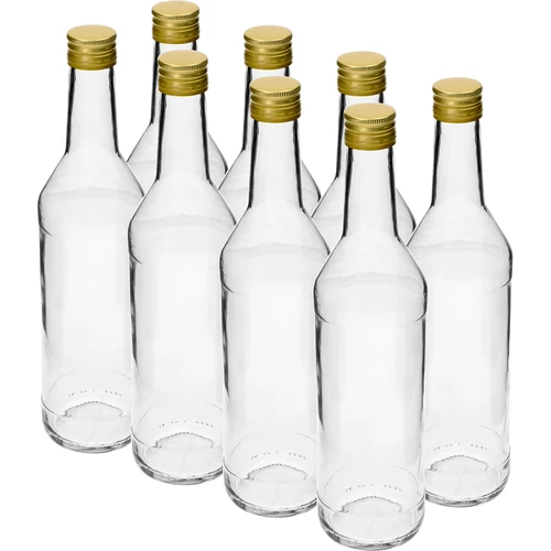 Fles 500 ml voor wodka recht met doppen - 8 stuks